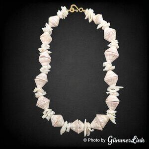 Vintage Chunky Cone & Chip Shell Natural Handmade Beaded 19" Necklace